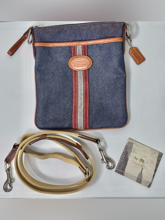 Coach Handbags - Coach Denim Suede Heritage Stripe bag Vintage 2003 with booklet